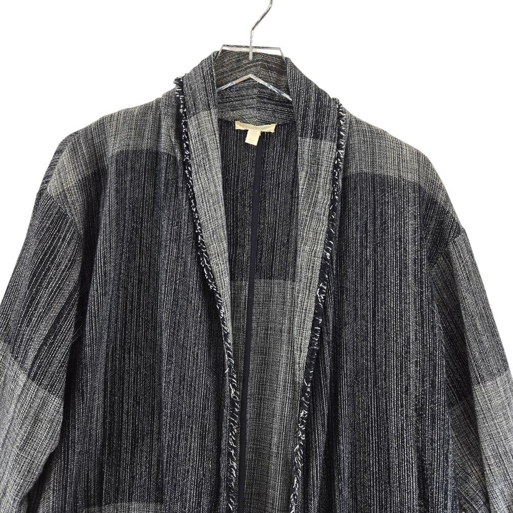 Eileen Fisher Long Cardigan Sweater Small Medium Black Gray Organic Cotton - Picture 2 of 9